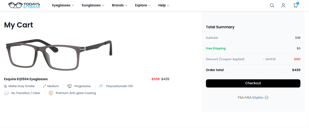 Checkout page showing order summary and payment details
